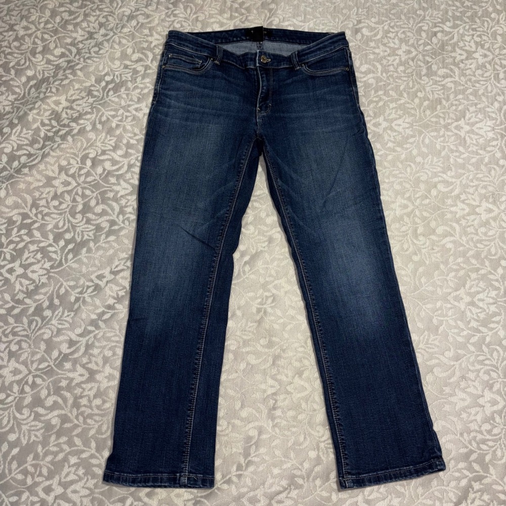White House Black Market Crop Leg Jeans Dark Wash Rhinestone Pocket Womens 8